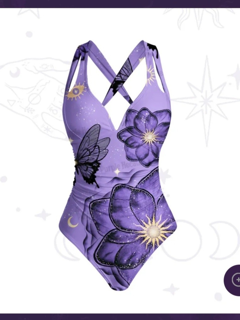 Purple Floral & Butterfly One-Piece Swimsuit